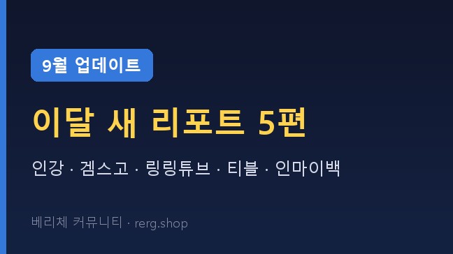 베리체 9월 업데이트 새 리포트 5편